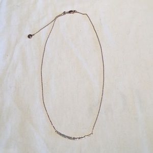 Skinny curve rose gold and diamond necklace
